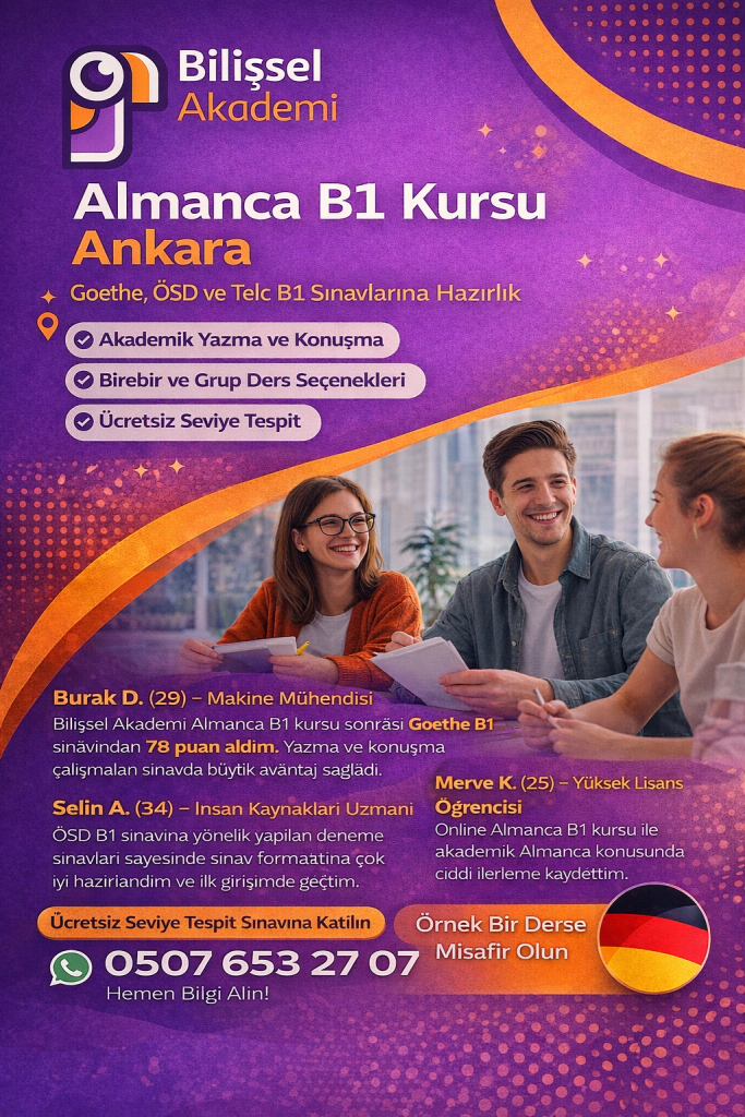 Almanca B1 Kursu Ankara | Goethe, ÖSD ve Telc B1 Hazırlık