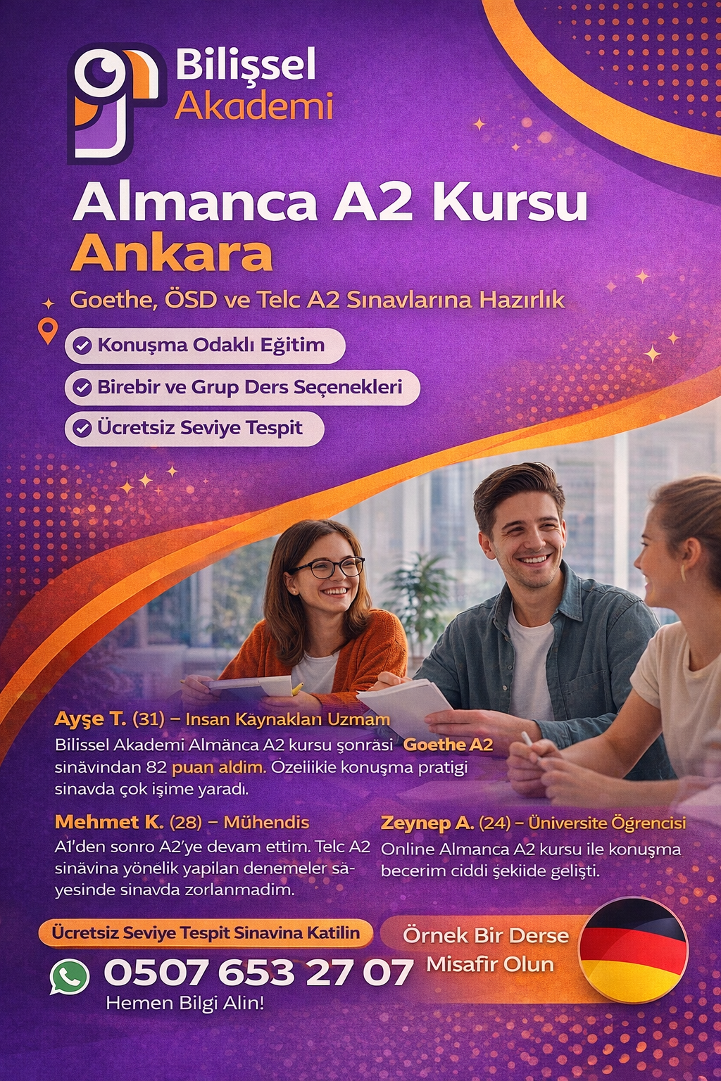 Almanca A2 Kursu Ankara – Goethe, ÖSD ve Telc A2 İçin Güvenli ve Kalıcı İlerleme